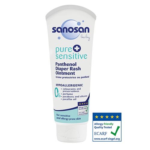Sanosan pure + sensitive Детский гипоаллергенный крем с пантенолом от опрелостей, 100 мл