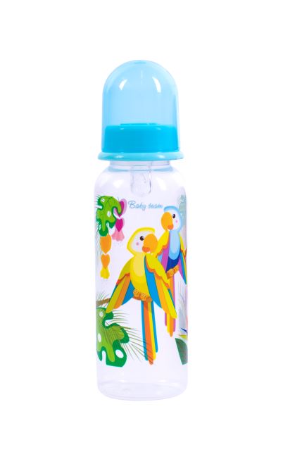 Бутылочка для кормления с силиконовой соской Baby Team Папугаи, 250 мл